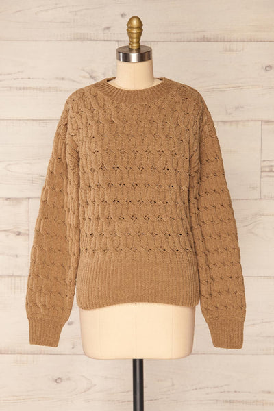 Orenb Caramel Weave Knit Sweater | La petite garçonne front view