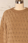 Orenb Caramel Weave Knit Sweater | La petite garçonne front close up