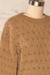Orenb Caramel Weave Knit Sweater | La petite garçonne side close up