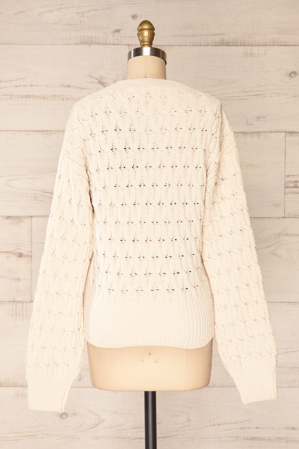 Orenb Cream Weave Knit Sweater | La petite garçonne back