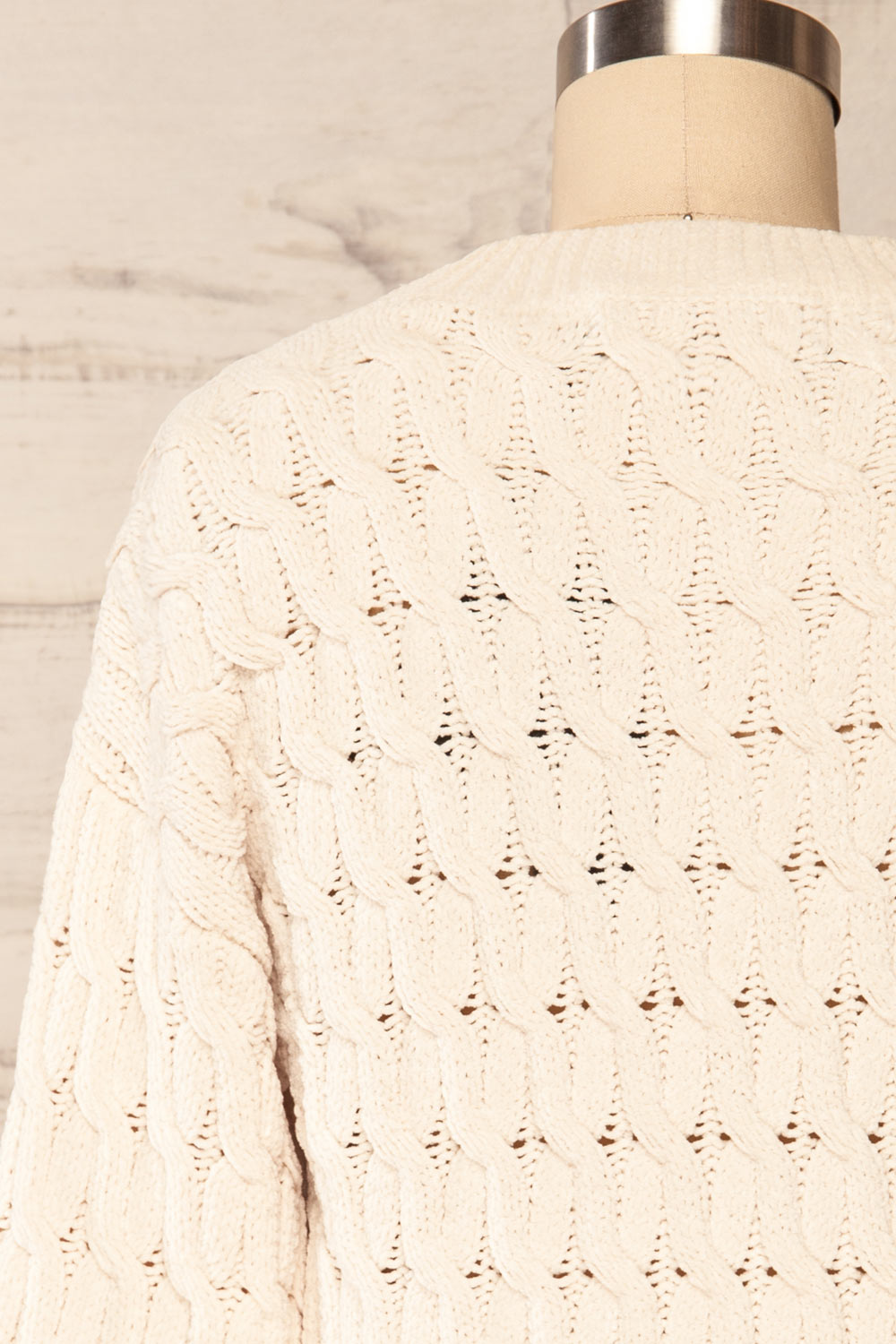 Orenb Cream Weave Knit Sweater | La petite garçonne back close up