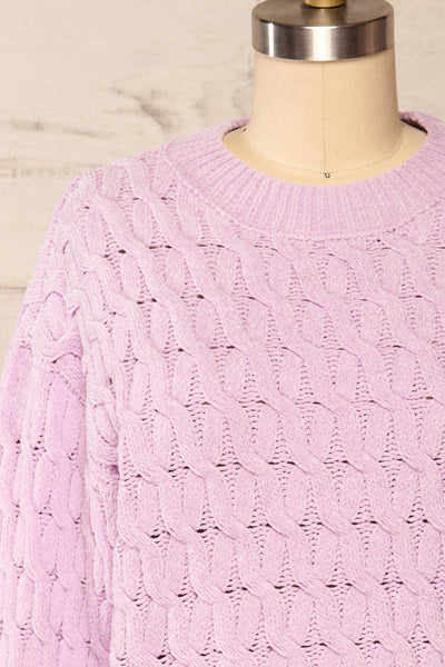 Orenb Lavender Weave Knit Sweater | La petite garçonne front close up