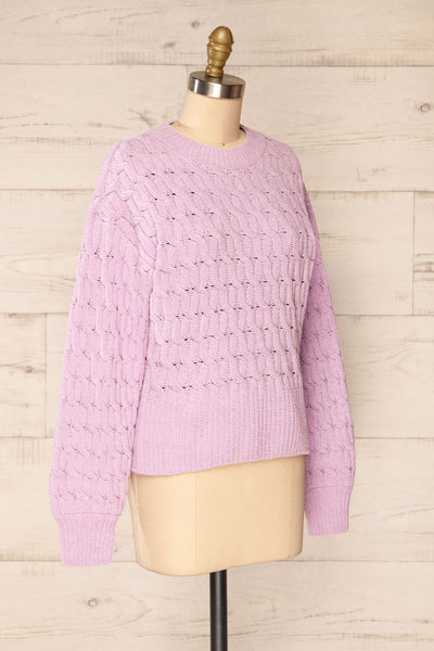 Orenb Lavender Weave Knit Sweater | La petite garçonne side close up