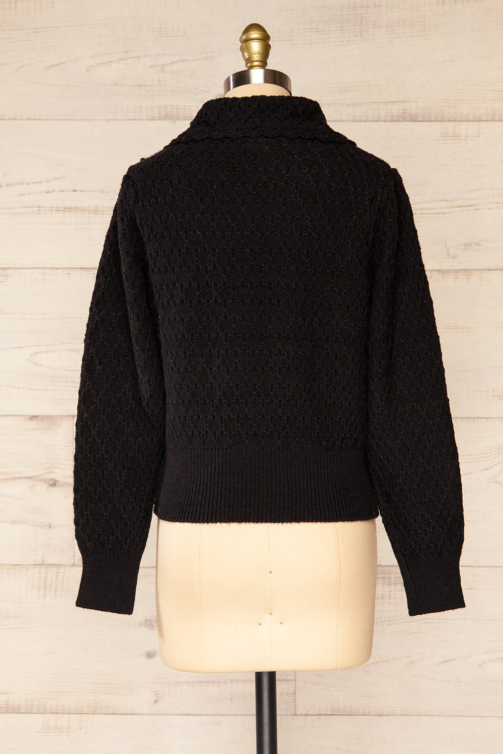 Oreyl Black Peter Pan Collar Knit Top | La petite garçonne back view