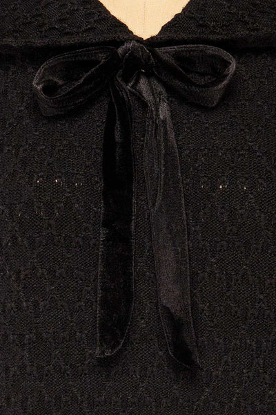 Oreyl Black Peter Pan Collar Knit Top | La petite garçonne fabric