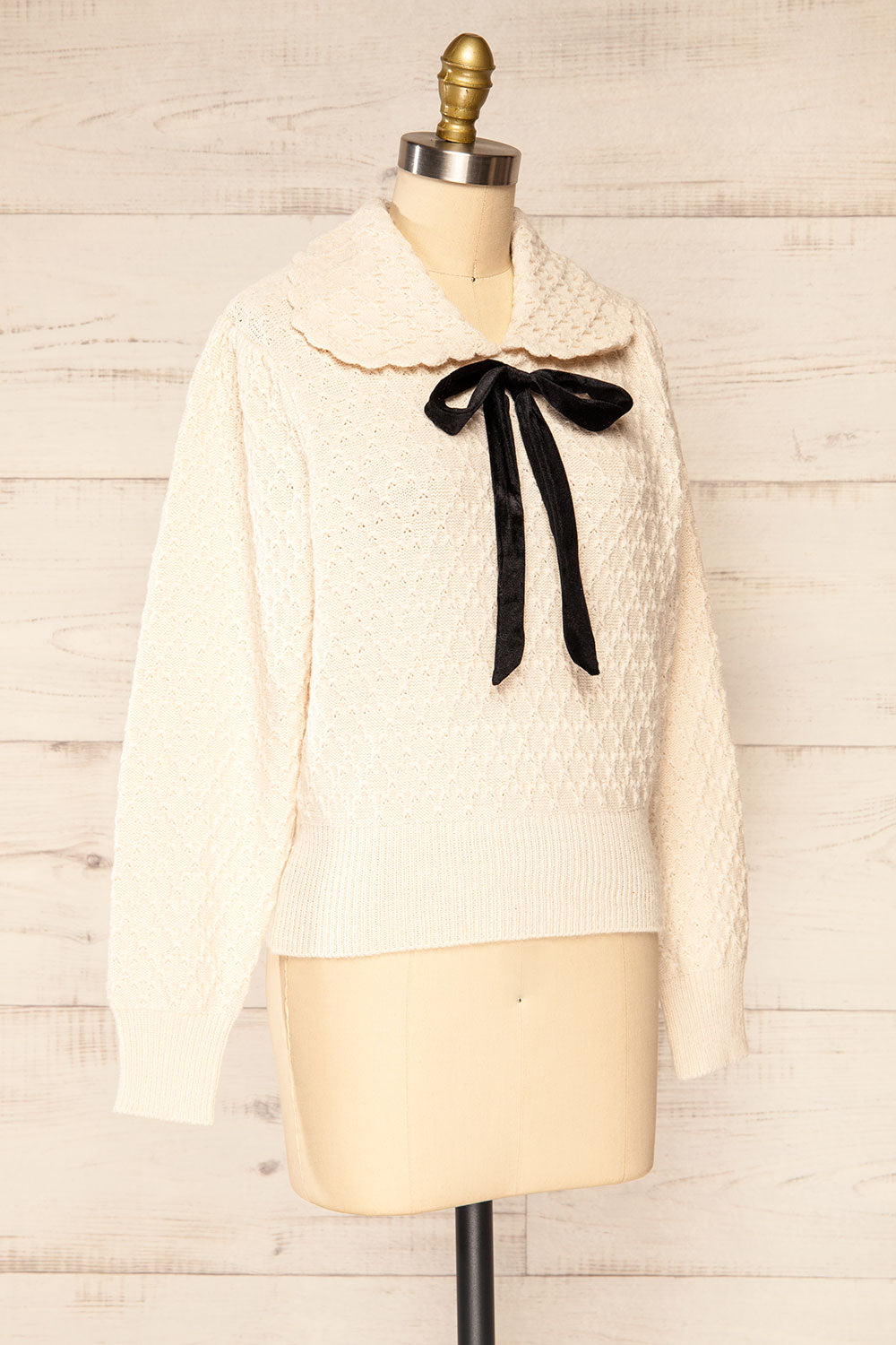 Oreyl Ivory Peter Pan Collar Knit Top | La petite garçonne side view