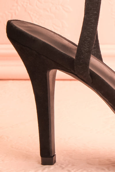 Orfila Black Slip-On Sandal Stilettos | Talons | Boutique 1861 side close-up