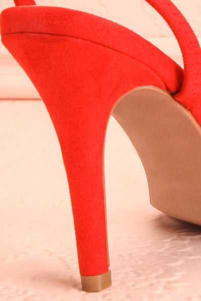 Orfila Red Slip-On Sandal Stilettos | Talons | Boutique 1861 back close-up