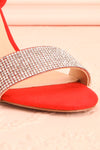 Orfila Red Slip-On Sandal Stilettos | Talons | Boutique 1861 front close-up