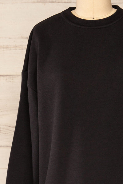 Orhei Black Oversized Sweatshirt Dress | La petite garçonne front close-up