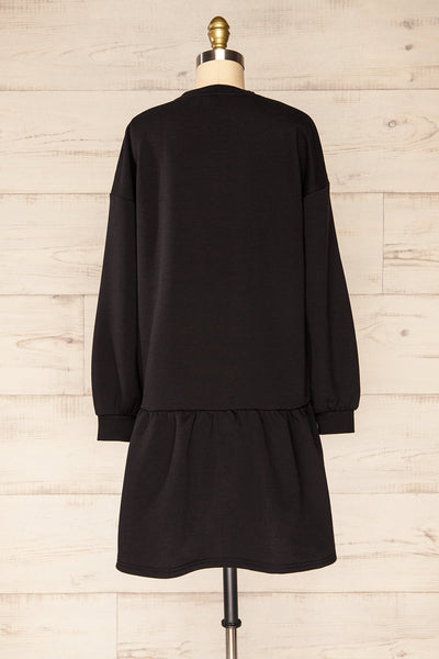 Orhei Black Oversized Sweatshirt Dress | La petite garçonne back view