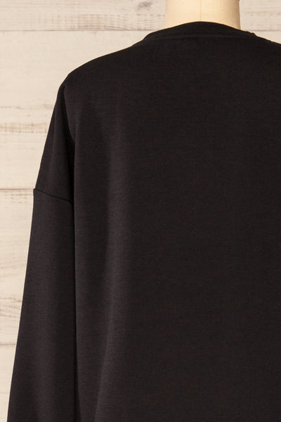 Orhei Black Oversized Sweatshirt Dress | La petite garçonne back close-up