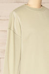 Orhei Sage Oversized Sweatshirt Dress | La petite garçonne side close-up