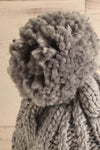 Orion Grey Knit Tuque w/ Pompom | La petite garçonne back close-up