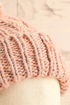 Orion Pink Knit Tuque w/ Pompom | La petite garçonne front close-up