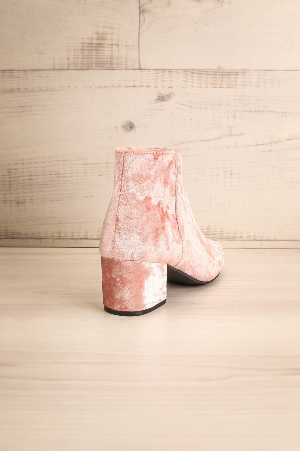 Oristano Blush Crushed Velvet Heeled Ankle Boots | La Petite Garçonne 8