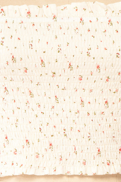 Orithyia Beige Floral Crop Top w/ Square Neckline | boutique 1861 fabric