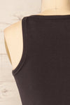 Orzesze Charcoal Ribbed Halter Neck Fitted Dress | La petite garçonne back close-up