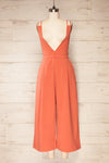 Osaka Coral V-neck Palazzo Jumpsuit w/ Open-back front view