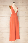 Osaka Coral V-neck Palazzo Jumpsuit w/ Open-back side view