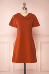 Osnat Rouille Orange Short Dress with Tailor Collar | Boutique 1861 front view