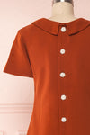 Osnat Rouille Orange Short Dress with Tailor Collar | Boutique 1861 back close-up