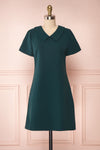 Osnat Vert Green Short Dress with Tailor Collar | Boutique 1861 front view