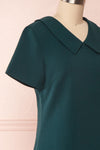 Osnat Vert Green Short Dress with Tailor Collar | Boutique 1861 side close-up
