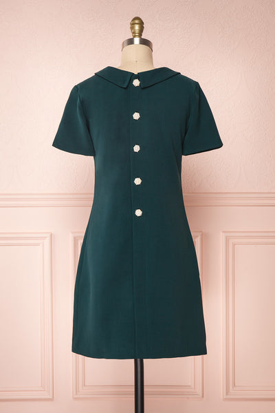 Osnat Vert Green Short Dress with Tailor Collar | Boutique 1861 back view