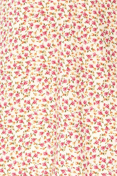 Osno Cream Short Sleeve Floral Dress | La petite garçonne  fabric