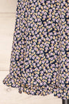 Osno Navy Short Sleeve Floral Dress | La petite garçonne  skirt
