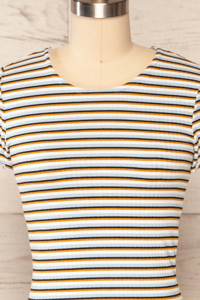 Otmuchow Striped Short Sleeve Crop Top | La petite garçonne front close up