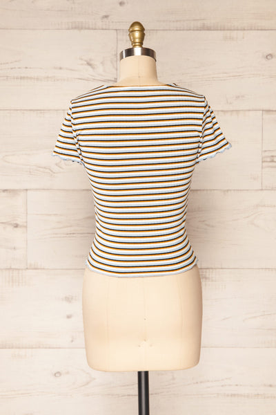 Otmuchow Striped Short Sleeve Crop Top | La petite garçonne back view