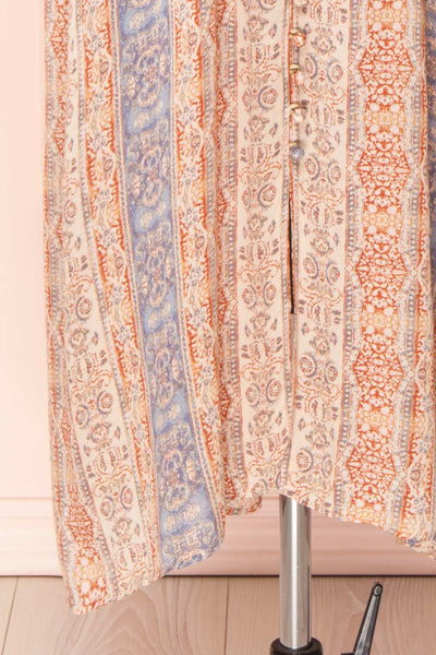 Ouadjet Beige Patterned Long Sleeve Midi Dress | Boutique 1861  bottom