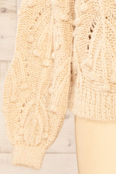 Ouardia Beige Chunky Knit Open-Work Sweater | La petite garçonne sleeve
