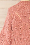 Ouardia Pink Chunky Knit Open-Work Sweater | La petite garçonne back close-up