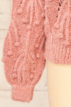 Ouardia Pink Chunky Knit Open-Work Sweater | La petite garçonne sleeve