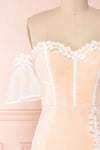 Oustina White Mesh & Peach Mermaid Cocktail Dress | Boutique 1861 front close-up