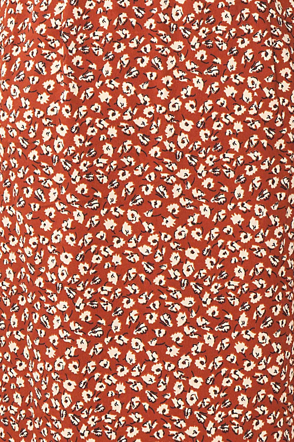 Oxylos Brown Floral Short Wrap Dress w/ Ruffles | Boutique 1861 texture