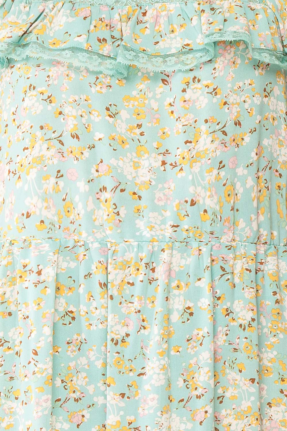 Oydis Mint Floral Midi Dress w/ Square Neck | Boutique 1861  fabric