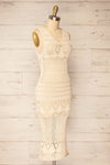 Ozma Beige Crochet Midi Dress | La petite garçonne side view