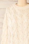 Paide Beige Cable Knit Sweater | La petite garçonne front close-up