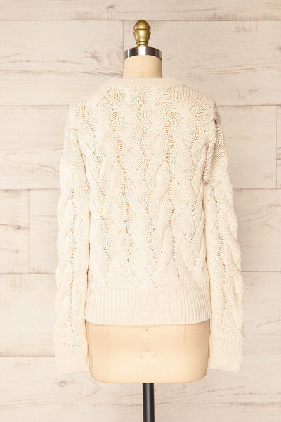 Paide Beige Cable Knit Sweater | La petite garçonne back view