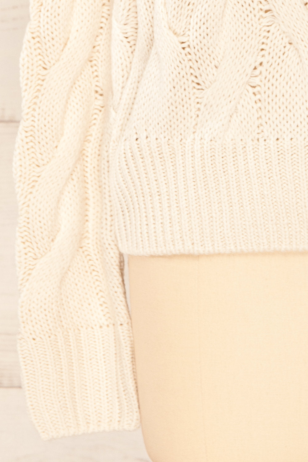 Paide Beige Cable Knit Sweater | La petite garçonne sleeve