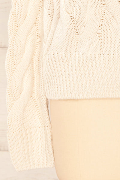 Paide Beige Cable Knit Sweater | La petite garçonne sleeve