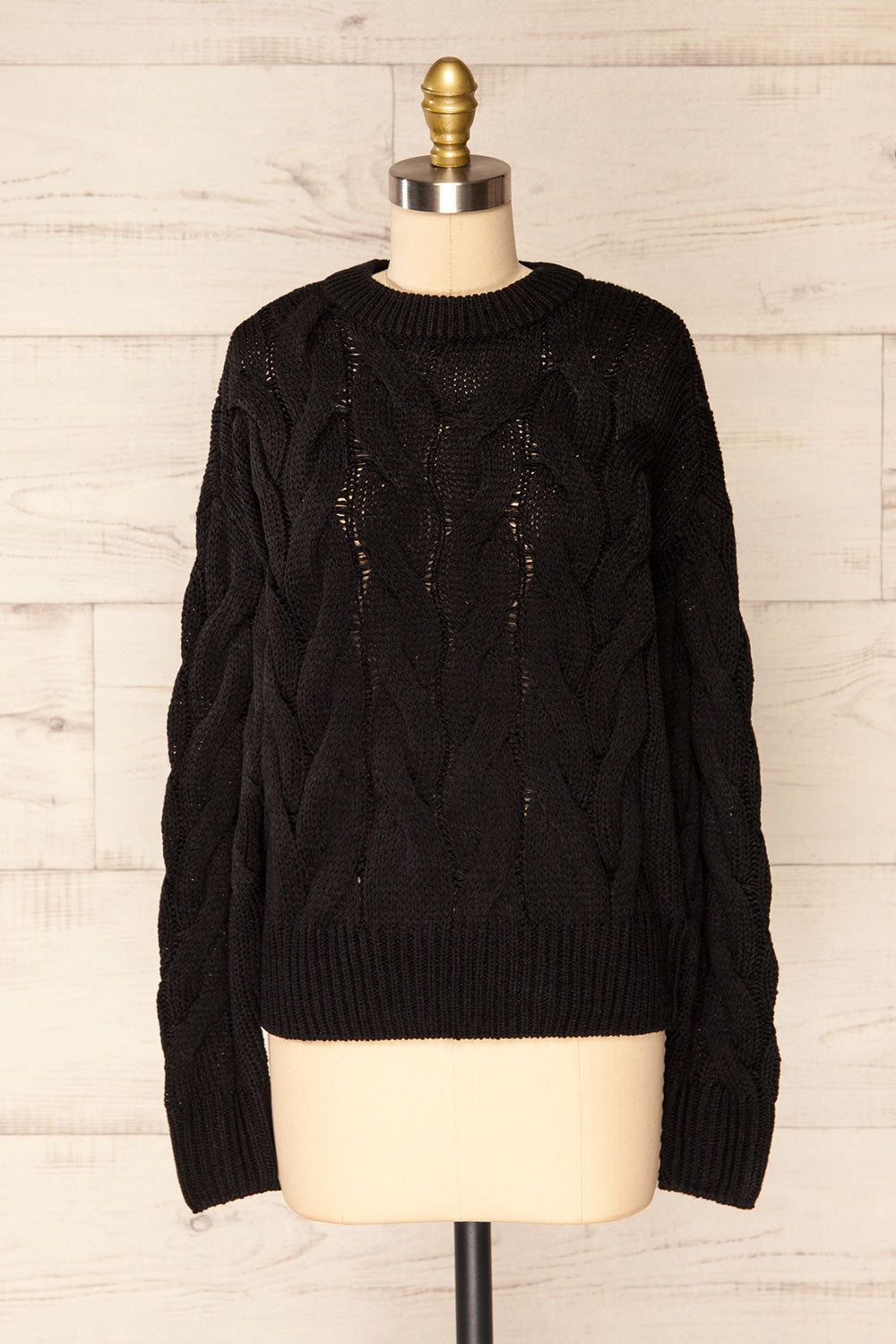 Paide Black Cable Knit Sweater | La petite garçonne front view