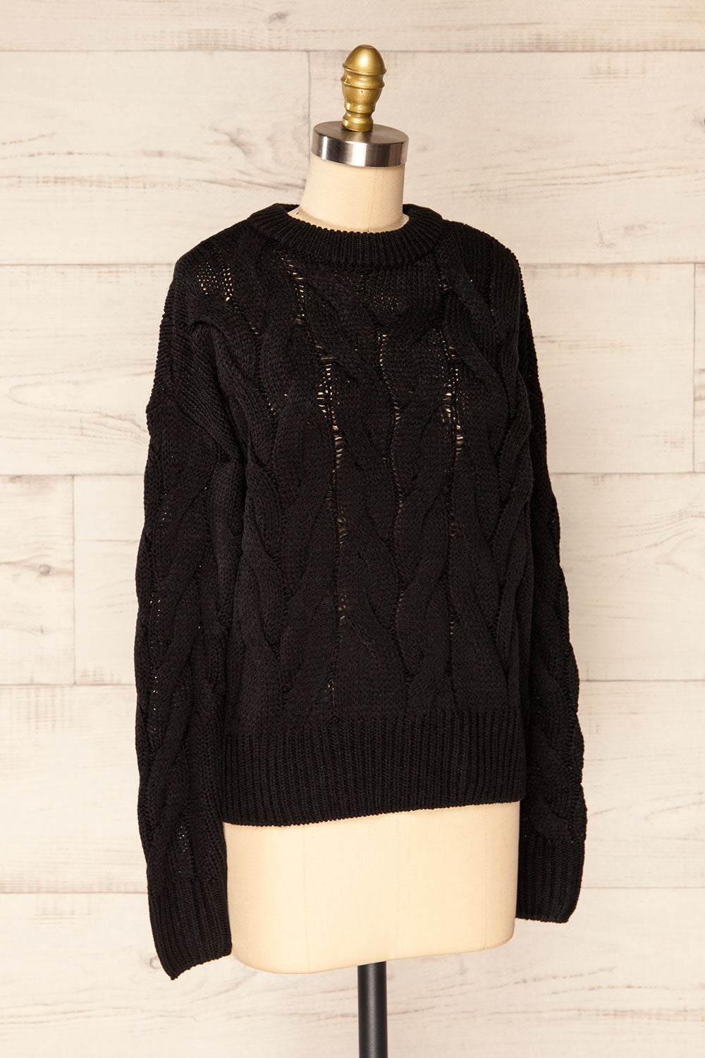 Paide Black Cable Knit Sweater | La petite garçonne side view