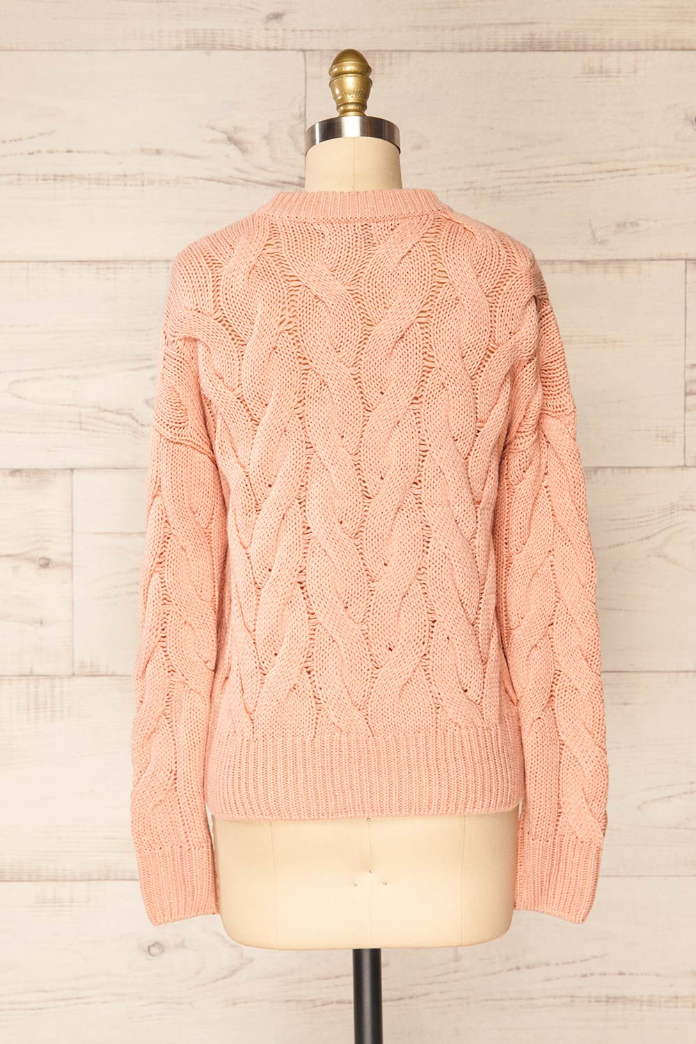 Paide Pink Cable Knit Sweater | La petite garçonne back view