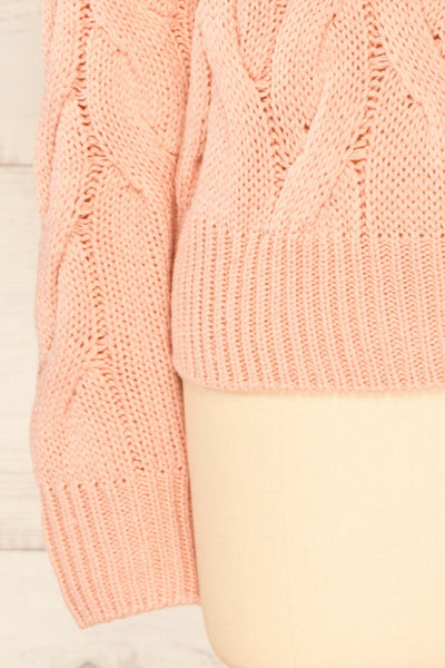 Paide Pink Cable Knit Sweater | La petite garçonne sleeve