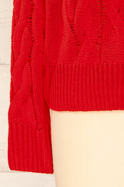 Paide Red Cable Knit Sweater | La petite garçonne sleeve